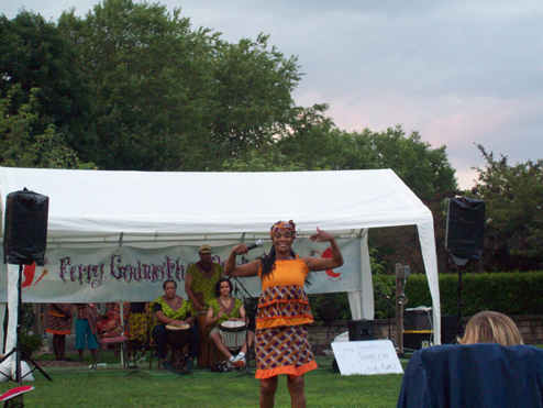 The Chki Awali African Drumming and Dancing group played at the Newburgh Jazz Festival's opening show Wednesday night at the Arboretum at Montgomery's Thomas Bull Memorial Park. This was the ninth year, each one since the Festival's inception, that the highly energetic, vibrant group, made up of members of all ages, performed at the popular summer, outdoor live music event. For the Hudson Valley Press/JENNIFER WARREN