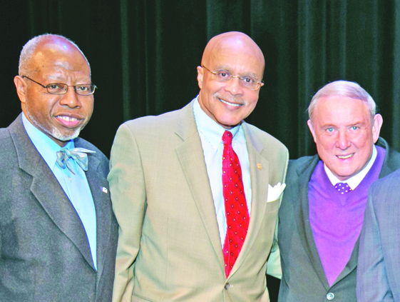 (From left to right) Grant Valentine, RCC Trustee Carl W. Turnipseed, and Keynote Speaker; Dr. Cliff L. Wood, President of RCC pose for a photo. Photo: Dyana Van Campen