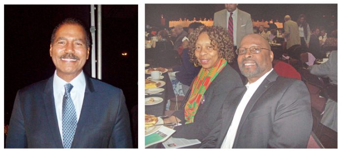 Left: Guest speaker, Bill Whitaker. Right: Mr. Robert Wright, Executive Director and one of the founders of Nubian Directions, an integral community organization in the City of Poughkeepsie, once again attended the Martin Luther King Jr. Breakfast, held Friday at the Civic Center. Mr. Wright was honored last year with the Wager Award. His organization, Nubian Directions, has been around for over 20 years, playing a key role in improving the lives of, while offering vital opportunities to many people throughout the Hudson Valley.