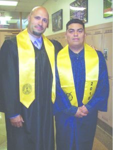 Christian Jandres, one of 39 Newburgh Free Academy summer graduates, stands alongside Newburgh School district Superintendent, Dr. Roberto Padilla. Jandres and his classmates all received diplomas in a Commencement program, held at Newburgh Free Academy’s North Campus Auditorium last Tuesday.