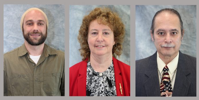 Michael Albin, honored for Excellence in Professional Service; Professor Josephine Coleman, honored for Excellence in Faculty Service; and Edwin Gonzalez, honored for Excellence in Classified Service.