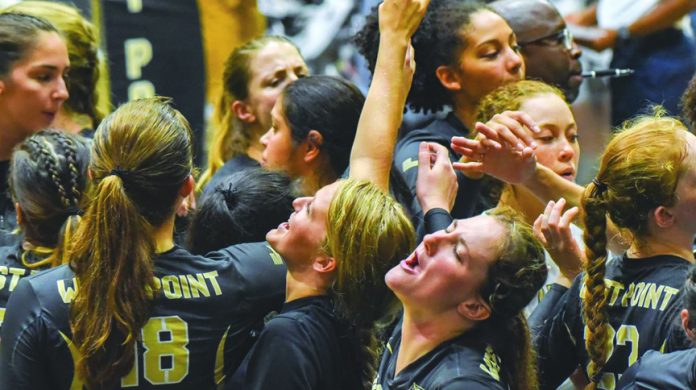 The Army West Point volleyball team rallied back to defeat the Bison in the final two sets for the victory.