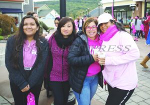 Maritza Calderon, a two year breast cancer survivor with her team "The Pink Zumbaras" joined with thousands of people, including cancer survivors, their families and businesses, that participated in the annual American Cancer Society Making Strides Against Breast Cancer walk at Woodbury Common Premium Outlets in Central Valley, NY on Sunday, October 14, 2018. Hudson Valley Press/CHUCK STEWART, JR.