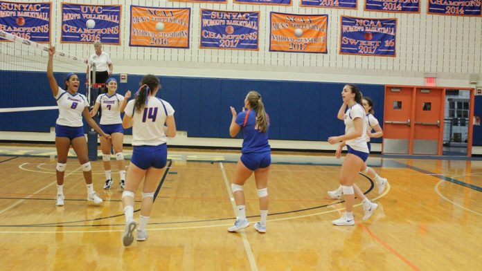 After dropping a well-fought first set, the State University of New York at New Paltz women’s volleyball team handled Rowan University for three sets.