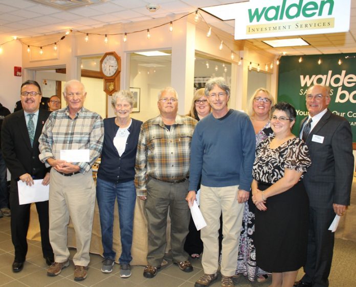 Walden Savings Bank President and CEO, Derrik R. Wynkoop; Chairman of the Board, Jeffrey D. Crist; Gardiner Branch Manager, Debi Green; along with Area Retail Manager, Amy Minutolo and Assistant Branch Manager, Raffaela Benson recognized a few of the Gardiner location’s very first customers from 20 years ago. From left to right: Walden Savings Bank President and CEO, Derrik R. Wynkoop; Gerald and Mary Mack; Jeffrey Hispanski; Area Retail Manager, Amy Minutolo; Mark Kimlin; Gardiner Branch Manager, Debi Green; Gardiner Assistant Branch Manager, Raffaela Benson; Chairman of the Board, Jeffrey Crist.