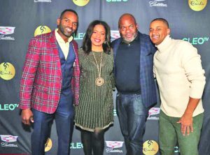 From left to Right: TV One’s EVP of Ad Sales and Marketing Rahsan-Rahsan Lindsay, TV One’s General Manager Michelle Rice, Cadillac Executive Raymond Warren and Chef JJ Johnson at New York’s CLEO TV preview event. Photo: Sharief Azyiat, Courtesy of TV One