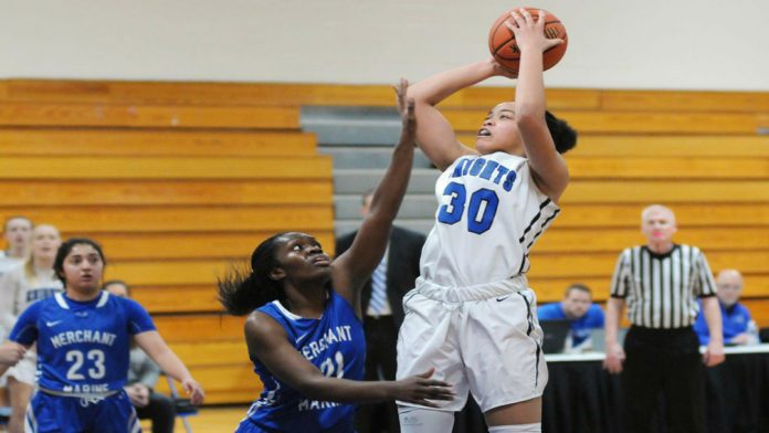 Mount Saint Mary’s Kayla Cleare’s scored 23 points as the Blue Knights defeated St. Joseph’s-Brooklyn, 74-64.