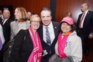 New York Governor Andrew Cuomo with Planned Parenthood supporters.