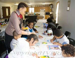 Shawna Newkirk-Reynolds leads a youth workshop during the Black History Committee of the Hudson Valley Annual Rev. Dr. Martin Luther King Jr Memorial Service on Monday, January 21, 2019 at Mt. Carmel Church of Christ in Newburgh, NY. Hudson Valley Press/CHUCK STEWART, JR.