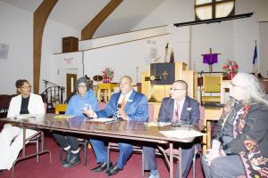 A panel discussion was moderated by Tiombe Tallie Carter, that included Cynthia Gilkeson, Pastor Ed Benson, Bishop Robert Diaz and Pastor Mary Lou as part of the Black History Committee of the Hudson Valley Annual Rev. Dr. Martin Luther King Jr Memorial Service on Monday, January 21, 2019 at Mt. Carmel Church of Christ in Newburgh, NY. Hudson Valley Press/CHUCK STEWART, JR.