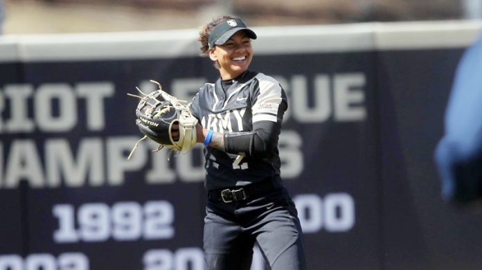 The Army West Point softball team split its first Patriot League double header of the season against Holy Cross.