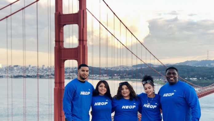 Three HEOP students and two administrators from Mount Saint Mary College recently attended the Student Leadership Diversity Convention in San Francisco. From left: Andres Carpio, HEOP academic counselor; Giselle Martinez of Newburgh, N.Y.; Stephanie Ortiz of Elmhurst, N.Y.; Ashely Mejia of the Bronx, N.Y.; and Kelvin Herrera-Hassan, Mount HEOP director.