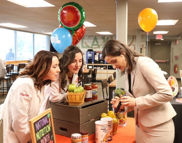 Orange County Commissioner of Health Dr. Irina Gelman talks with ShopRite registered dietitians Kelly Pearson (left) of ShopRite of Montague, N.J. and Gina McAteer (right) of Warwick ShopRite at the Warwick store on Friday, March 15th.