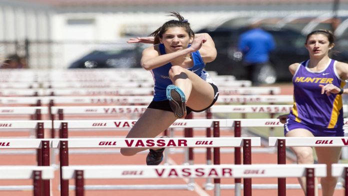 Sophomore Samantha Papdopoulos had a big day for the Knights, winning a pair of hurdle events.