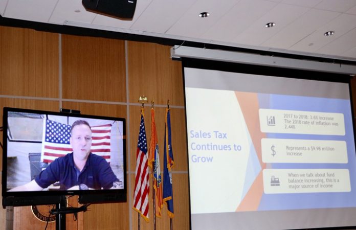 Orange County Executive Steven M. Neuhaus delivered his State of the County address remotely to a large audience on Wednesday night at the Emergency Services Center auditorium.