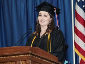 Student speaker Stephanie Ann Carter spoke of the shared “community” that she and her fellow graduates have built at SUNY Orange, while also celebrating her classmates’ respective differences, as she addressed the Class of 2019.