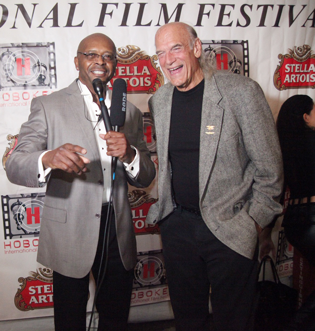 Former USMC Master Sgt. and Master of Ceremony’s of the Hoboken International Film Festivals Red Carpet Joe Wooley with former Governor of Minnesota Jesse Ventura. Governor Ventura was awarded the HIFF Lifetime Humanitarian Award.