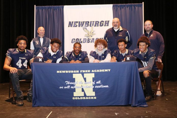 Six athletes from Newburgh Free Academy’s Varsity Football team have committed to play football in college.