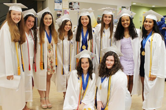 Members of the John S. Burke Catholic High School Class of 2019 celebrate graduation at Mount Saint Mary College in Newburgh, N.Y. on June 1, 2019.