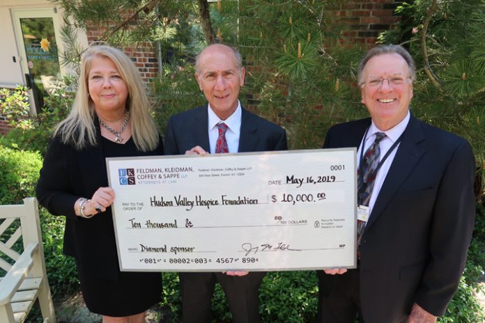 Pictured, from left to right, are Lisa A. Wilson, executive director of Hudson Valley Hospice Foundation, Jeffrey M. Feldman, founding partner of Feldman, Kleidman, Coffey & Sappe LLP, and Michael S. Kaminski, president and chief executive officer for Hudson Valley Hospice and Hudson Valley Hospice Foundation pose for a photo.