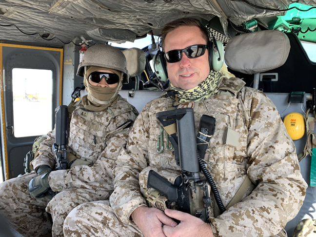 O.C. Executive Neuhaus during his tour in the Middle East with the US Navy. Neuhaus served with the Combined Joint Special Operations Task Force.