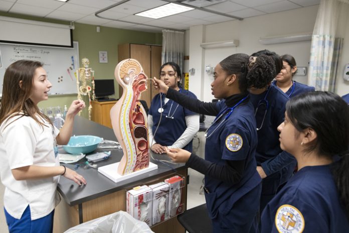 Mount Saint Mary College Nursing students mentored Newburgh Free Academy students who are interested in the healthcare field. Photo: Lee Ferris
