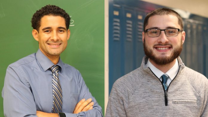 Newburgh Free Academy Main Campus math teacher Mr. Inoel Guzman (left)and science teacher Mr. Matthew Mayer (right) have been welcomed into the 2019 cohort of SUNY’s Master Teacher Program.