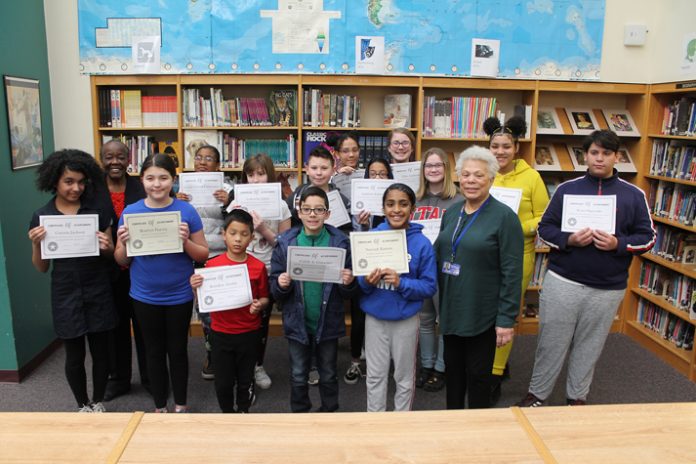 Ellenville Elementary and Middle School students were recently awarded certificates and prizes for their participation in the Ellenville NAACP’s annual Black History Month contest.