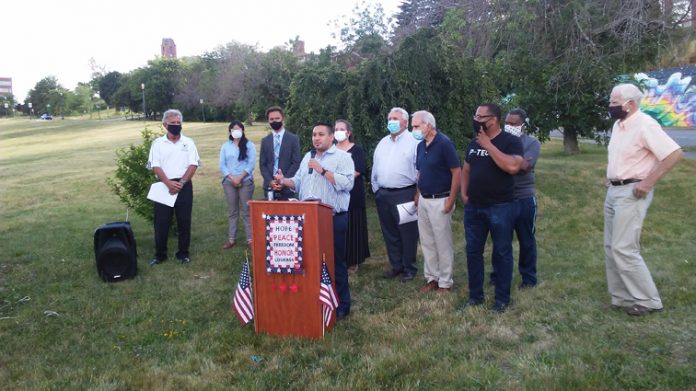 Orange County Legislator Kevindaryan Lujan explains the need for a Diversity, Equity and Inclusion Committee in Orange County during a press conference on Tuesday, June 30. Hudson Valley Press/CHUCK STEWART, JR.