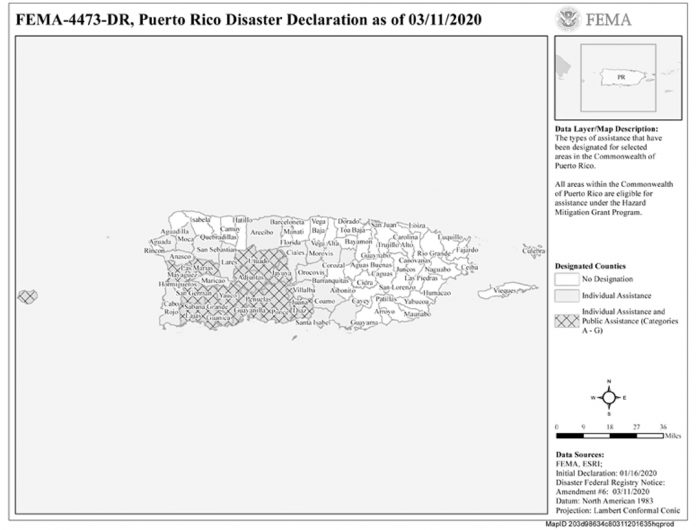 FEMA-4473-DR, Puerto Rico Disaster Declaration as of 03/11/2020.