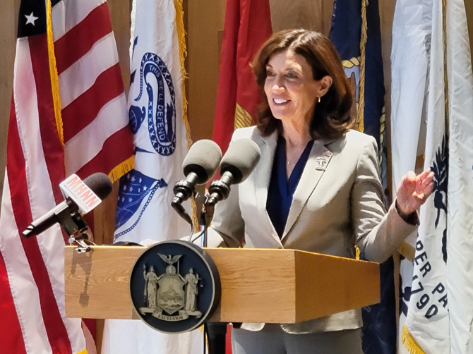 At a Veterans Day ceremony to dedicate the new wing, Lieutenant Governor Kathy Hochul unveiled a plaque to honor the memory of the late New York State Senator William Larkin, Jr., who was instrumental in establishing the Hall of Honor in 2006 and secured $10 million for its expansion.