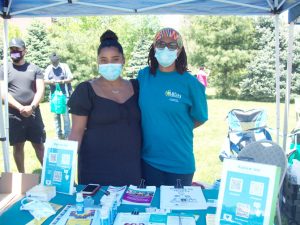 Bryana Pinos and Jill Anderson from Maternal Infant Services Network (MISN), one of several agencies on hand at Saturday’s City of Newburgh Police Officers Community event.