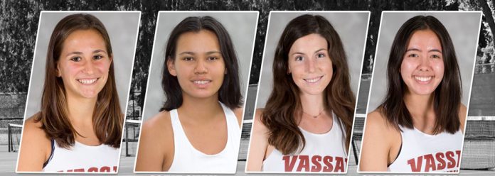 The Liberty League has announced its year-end honors in women’s tennis and four Vassar College student-athletes have been recognized for their efforts in 2021. Vassar Brewers student-athletes being recognized are Melina Stavropoulos, Sofie Shen, Tatum Blalock, and Cara Kizilbash.