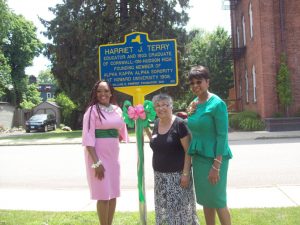 Thursday, Cornwall-on-the-Hudson native, long-term educator and one of the original Alpha Kappa Alpha Sorority, Inc. founders, Harriet Josephine Terry was honored with a Historical Marker. From left are; Sonya D. Fiol-Grant, Alpha Kappa Alpha Sorority, Inc. North Atlantic Region Vice Chairman; Susan Kamlet, President Cornwall Historical Society and Mary Bentley LaMar, Alpha Kappa Alpha Sorority, Inc. Regional Director, some of the many people involved in paying tribute to the trailblazer, Terry.