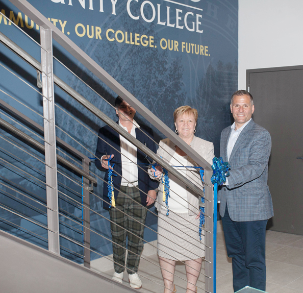 Dutchess Community College held a ribbon-cutting ceremony on Thursday, June 10 to mark the formal opening of its new DCC@Fishkill facility. DCC Acting President Ellen Gambino and Dutchess County Executive Marc Molinaro help cut the ribbon. Hudson Valley Press/CHUCK STEWART, JR.