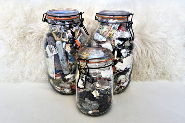 This is all the landfill-bound trash generated by Bea Johnson’s family between 2011 and 2019. Photo: Zero Waste Home