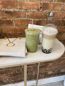 Matcha Thomas, located at 259 Main Street in the City of Beacon, offers a diversified selection of vibrantly colored, nutrient-dense, relaxing and energizing tea concoctions as well as unique vegan baked goods and a serene overall vibe. Pictured are one of the specially Matcha lattes as well as Bova (bubble tea from Taiwan with tapioca pearls and a dairy base) drinks that compose the authentically-crafted menu.