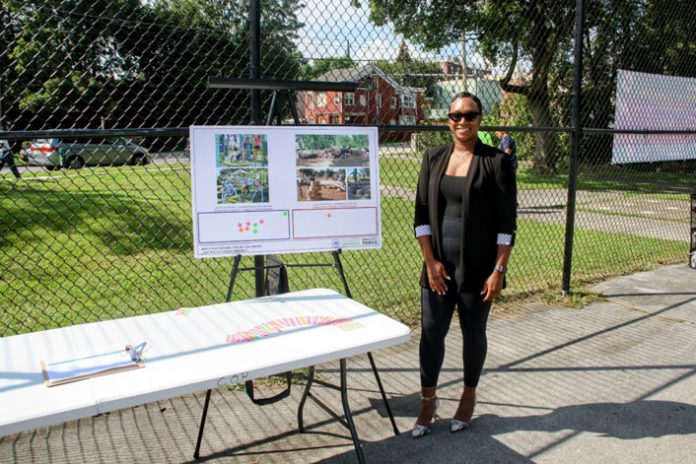 Minister Stacey Bottoms at Malcolm X Park in the City of Poughkeepsie.