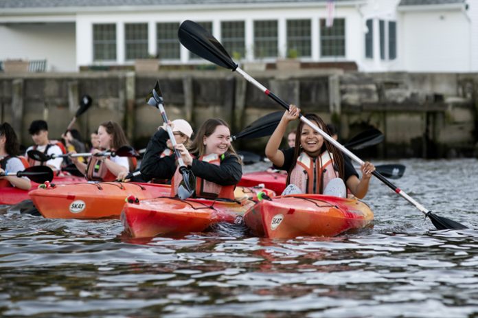 Mount Saint Mary College students adventure out into the Hudson River with a MAPP sponsored sunset kayak trip with Stormking Adventure Tours on September 19, 2021.