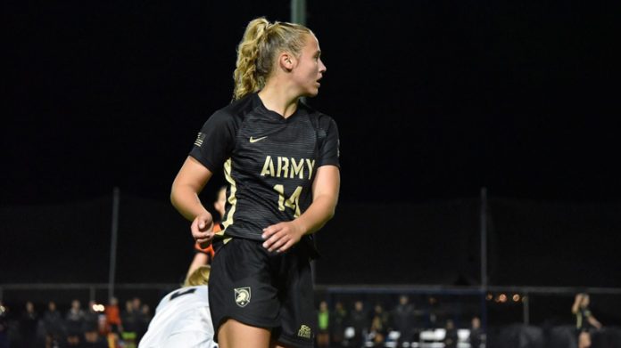 The Army West Point women’s soccer team fought until the final whistle, but ultimately suffered a 1-3 loss to Academy rival Navy on Saturday evening. Pictured above Army Lauren Drysdale