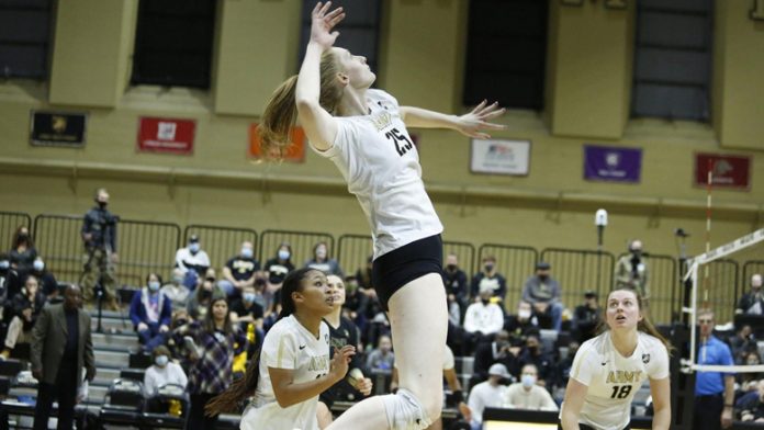Army West Point volleyball (16-7, 10-4) battled Navy (12-11,8-6) but dropped a 3-1 decision to the Midshipmen on Friday night at Gillis Field House.