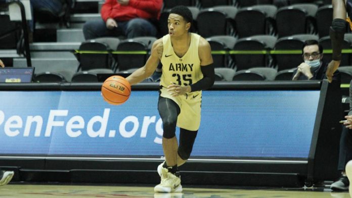 The Black Knights had their two-game win streak end in a nail-biting defeat to the La Salle Explorers on Saturday. Pictured above is Army Black Knights TJ Small.