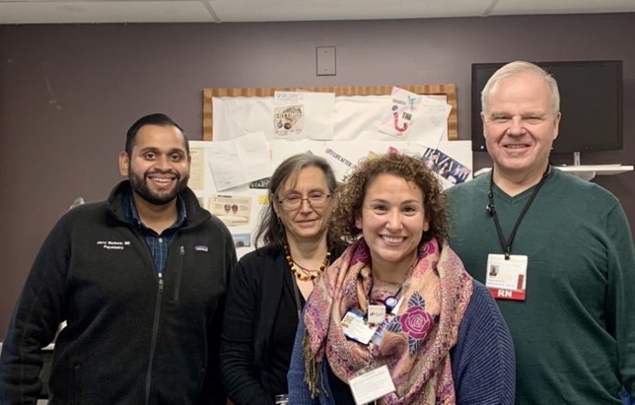 Partial Hospitalization Program team, from left: Dr. Jerry Mathew, Diane Henry, licensed certified social worker in psychiatry, Erika Camilli, licensed creative arts therapist and Registered Nurse Robert Scelzo.