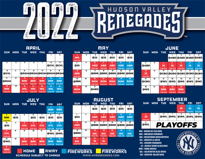Renegades 2022 Home Game Schedule Announced - Hudson Valley Press