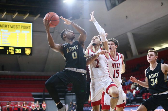 Three Black Knights scored in double figures as Army never trailed en route to thier win over the NJIT Highlanders. Pictured above Army Josh Caldwell.