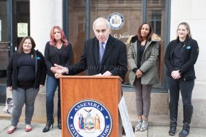 New York State Assemblymember Jonathan Jacobson (D-104) announced a $30,000 Assembly grant for domestic violence prevention programming at Fearless! Hudson Valley on Friday, December 10, 2021. HUDSON VALLEY PRESS/ Chuck Stewart, Jr.