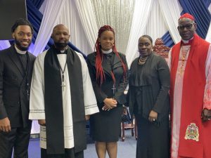Minister Sanders, Pastor Hill, Minister Hill, 1st Lady Dr. Denise Woody, and Apostle Jeffrey C. Woody at Pastoral Installation Service.