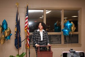 Genesis Ramos offers remarks after she was sworn in as the newly elected Orange County Legislator for District 6 on January 4, 2022. Hudson Valley Press/CHUCK STEWART, JR.