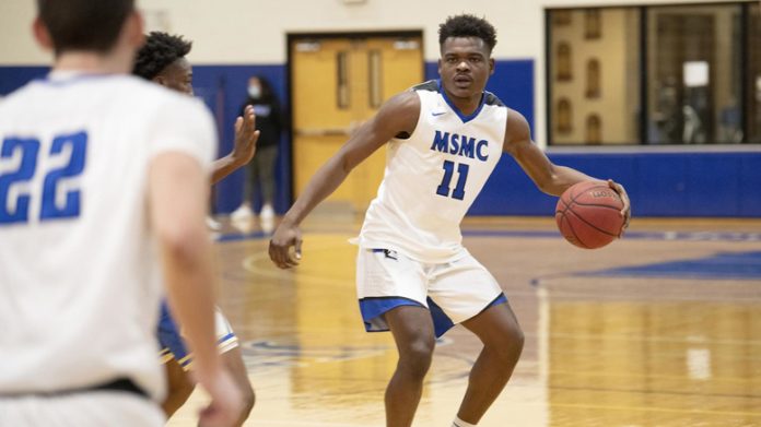 The Mount Saint Mary College Men’s Basketball team picked up its fifth win in the last six outings and moved to 3-0 in conference play with an impressive win over St. Joseph’s-Brooklyn Saturday afternoon. Pictured above MSMC Blue Knights Zack Swaby.