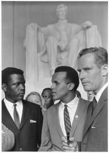 Civil Rights March on Washington, D.C.  actors Sidney Poitier, Harry Belafonte and Charlton Heston.  Photo: Rowland Sherman